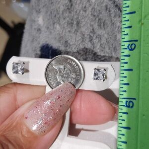 AUTHENTIC GENUINE SOLID 10K WHITE GOLD CZ PRINCESS CUT EARRINGS 0.75 CTTW NIB
